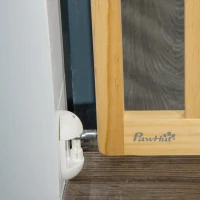 PawHut Poarta de siguranta pentru animale de companie, se potriveste deschiderilor de 60,5-102 cm latime, 2 panouri pentru scari si usi, din lemn de 73 cm inaltime(m-9)