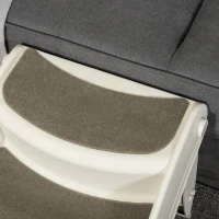 PawHut Foldable Pet Stairs Portable Dog Steps 3-Step Design with Non-slip Mats for High Beds, Sofas, 49 x 38 x 38 cm, Cream(m-9)