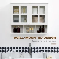 HOMCOM Wall-Mounted Bathroom Medicine Cabinet, Modern Bathroom Cabinet with Shelves for Living Room and Entryway, White(m-5)