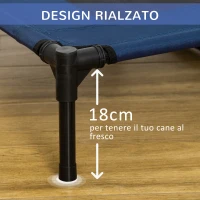 PawHut Brandina per Cani Rialzato con 600D Tessuto a Rete, Lettino per Cani Grandi da Viaggio con Peso fino a 30kg, 91.5x76.2x18 cm, Blu(m-8)