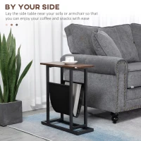 HOMCOM Masa laterala cu geanta de depozitare, masa de pat cu cadru din otel pentru spatii mici(m-4)