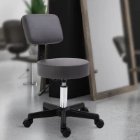 HOMCOM Beautician's Swivel Salon Chair w/ Padded Seat Back 5 Wheels Adjustable Height Salon Hairdressers Tattoo Spa Rolling Cushion Professional 35cm Grey(m-12)