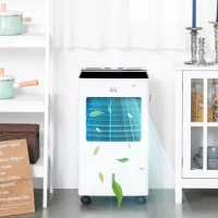 HOMCOM 8.5L Portable Air Cooler, Heater, Humidifier with Ice Packs, 3 Speed, 3 Mode, 7.5H Timer, Remote, Air Cooling Fan for Bedroom, Home Office, White(m-12)