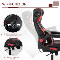 Vinsetto gamestoel, gamestoel, geïntegreerde luidsprekers, verstelbare rugleuning, zwart+rood, 69 x 73 x 118 cm(m-6)