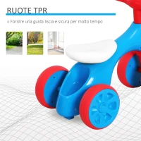 HOMCOM Bicicletta Equilibrio Senza Pedali Giochi con 4 Ruote per Bambini da 18-36 Mesi Blu e Rosso 57cm x 33.5cm x 42.5cm(m-4)