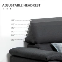 HOMCOM Canapea de colt pentru camera de zi, canapea in forma de L din material textil cu tetiera reglabila, canapea cu 3 locuri, gri inchis(m-4)