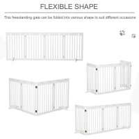 PawHut Wooden Pet Gate Foldable Freestanding Dog Safety Barrier w/ Support Feet(m-6)