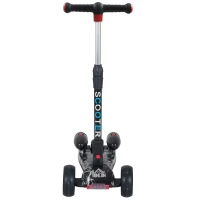 HOMCOM Kids 3 Wheel Plastic Scooter Adjustable Height w/ Engine-Look Water Spray Black(m-12)