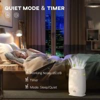 HOMCOM Quiet Air Purifiers for Bedroom with 3-Stage Carbon HEPA Filtration System, Air Monitor, Timer, Air Cleaner with 4 Speeds, Remove Smoke Dust Pollen Odours(m-7)