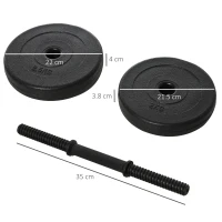 HOMCOM Set de 2 Gantere cu Discuri 18Kg(m-3)