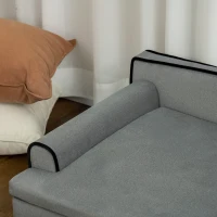 PawHut Dog Sofa, with Wooden Legs, Water-Resistant Fabric, for Medium & Large Dogs - Grey(m-9)