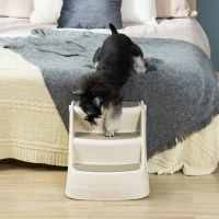 PawHut Foldable Pet Stairs Portable Dog Steps 3-Step Design with Non-slip Mats for High Beds, Sofas, 49 x 38 x 38 cm, Cream(m-10)