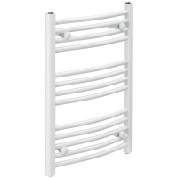 HOMCOM Curved Heated Towel Rail, Hydronic Bathroom Ladder Radiator Towel Warmer For Central Heating 600mm x 700mm, White