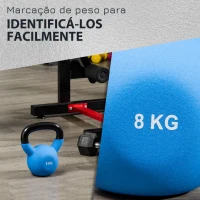 HOMCOM Kettlebell de 8kg de Ferro Fundido Peso Russo com Revestimento de Neoprene para Treinamento de Força 18x11x20cm Azul(m-5)