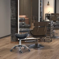HOMCOM Cosmetic Stool 360° Rotate Height Adjustable Salon Massage Spa Chair Hydraulic Rolling Faux Leather Saddle Stool Mobility, Black(m-13)