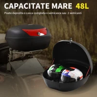 HOMCOM Cutie pentru Casca pentru Motocicleta 48L cu 2 chei din PP Negru 59 x 43 x33cm(m-5)