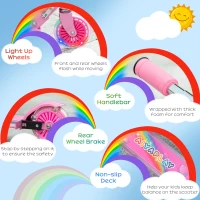 Homcom Trotineta Copii – 3-7 Ani, Reglabila cu LED & Muzica(m-7)