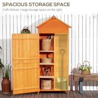 Outsunny Wooden Garden Shed, Small Outdoor Storage Cabinet with 3 Shelves, Tilted-felt Roof, and Two Lockable Doors, Orange(m-4)