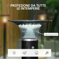 Outsunny Lumina pentru Exterior cu Energie Solara cu 2 Culori, Φ23.5x60cm, Neagra(m-7)