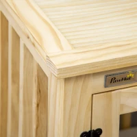 PawHut hondenkooi inclusief slot en kussen, 82,5 cm x 57 cm x 72 cm, natuurlijk hout+ roomwit(m-9)