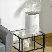 HOMCOM Air Purifiers with 3-Stage Carbon HEPA Filtration System, for Bedroom,  Air Cleaner with 4 Speeds, Air Monitor, Timer, and Ioniser, Remove Smoke Dust Pollen Odors(m-13)
