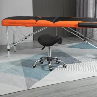 HOMCOM Cosmetic Stool 360° Rotate Height Adjustable Salon Massage Spa Chair Hydraulic Rolling Faux Leather Saddle Stool Mobility, Black(m-11)