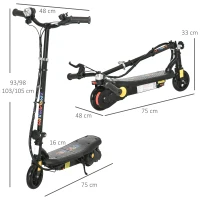 HOMCOM Foldable Electric Scooter, with LED Headlight, for Ages 7-14 Years - Black(m-3)