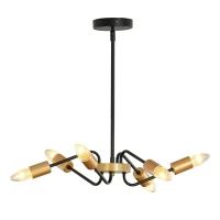 Żyrandol HOMCOM w Stylu Industrialnym z Regulacją Wysokości, Czarny i Złoty, Śr. 48 x 120 cm(m-1)