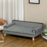 PawHut Dog Sofa, with Wooden Legs, Water-Resistant Fabric, for Medium & Large Dogs - Grey(m-8)