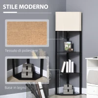 HOMCOM Lampada da Terra Angolare con Ripiani e Paralume in Tessuto, 50x37x159cm, Nero(m-5)