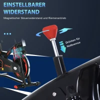 HOMCOM Fahrradtrainer, höhenverstellbare Sitz & Lenker, digitale Anzeige, Handyhalterung, schwarz+rot, 47 x 120 x 117cm(m-6)