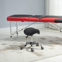 HOMCOM Cosmetic Stool 360° Rotate Height Adjustable Salon Massage Spa Chair Hydraulic Rolling Faux Leather Saddle Stool Mobility, Black(m-10)