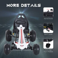HOMCOM Go-Kart cu Pedale pentru Copii, Alb si Negru(m-8)