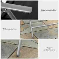 Outsunny Scaun de Gradina Pliabil cu Spatar Reglabil din Aluminiu, Negru 65x55x107cm(m-6)