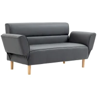 HOMCOM Canapele cu 2 locuri pentru camera de zi, canapea mica cu cotiera reglabila, gri(m-11)