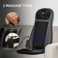 HOMCOM Shiatsu Back Massager for Neck, Massage Chair with Deep Tissue Kneading, Heating and Remote, Massage Cushion with Vibrating Points for Home Office and Car, Black(m-4)