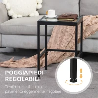 HOMCOM Set 2 Tavolini da Salotto Moderni in Acciaio e Vetro per Soggiorno e Ingresso, 40.5x35.5x61 cm e 33x33x54.5 cm(m-6)