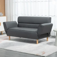 HOMCOM Canapele cu 2 locuri pentru camera de zi, canapea mica cu cotiera reglabila, gri(m-10)