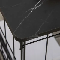 HOMCOM Side Table Marble Top, Black, with Storage, for Living Room Bedroom(m-8)