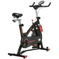 HOMCOM Fahrradtrainer, höhenverstellbare Sitz & Lenker, digitale Anzeige, Handyhalterung, schwarz+rot, 47 x 120 x 117cm(m-11)