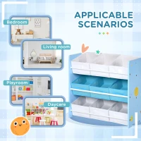 ZONEKIZ Kids Storage Rack, with Nine Removable Baskets, for Nursery, Bedroom, Playroom - Blue(m-7)