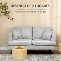 HOMCOM Sofá de 2 Lugares Moderno Estofado em Linho Sintético com 2 Almofadas e Pés de Aço 160x87x87cm Cinza Claro(m-4)