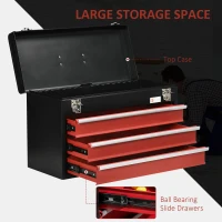 DURHAND Cufar cu 3 sertare pentru unelte, cutie de unelte metalica cu blocare, cutie de unelte portabila, 510mm x 220mm x 320mm(m-5)