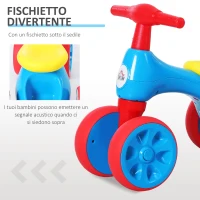 HOMCOM Bicicletta Equilibrio Senza Pedali Giochi con 4 Ruote per Bambini da 18-36 Mesi Blu e Rosso 57cm x 33.5cm x 42.5cm(m-7)