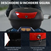 HOMCOM Cutie pentru Casca pentru Motocicleta 48L cu 2 chei din PP Negru 59 x 43 x33cm(m-9)