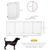 PawHut Wooden Pet Gate Foldable Freestanding Dog Safety Barrier w/ Support Feet(m-3)