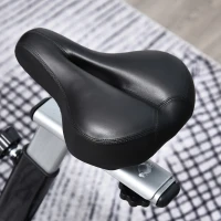 HOMCOM Fahrradtrainer, höhenverstellbare Sitz & Lenker, digitale Anzeige, Handyhalterung, schwarz+rot, 47 x 120 x 117cm(m-9)