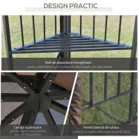 Outsunny Foisor de Gradina 3x3m cu acoperis dublu si plasa de tantari, in Metal Negru(m-7)