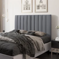 HOMCOM Tête de lit rembourrée panneau rembourrée panneau mural d'appoint revêtement en flanelle cadre en bois de caoutchouc 160 x 100 cm gris(m-7)