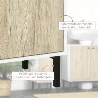 kleankin Armário Casa de Banho Móvel Baixo para Casa de Banho com Porta e Compartimento Aberto 31,5x30x91cm Carvalho e Branco(m-7)